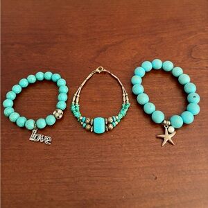 Vintage Turquoise Beaded Bracelet Set